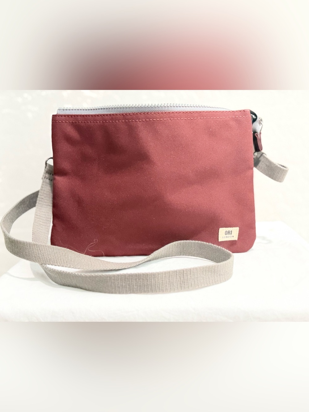 Orion London Rosewood Crossbody with Neutral Strap